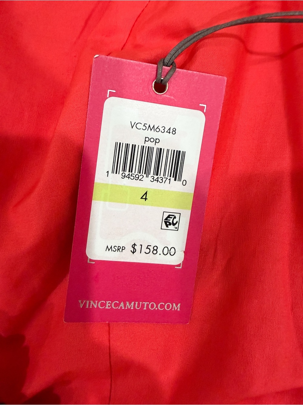 Vince Camuto Pleat Neck Cotton Midi Dress Belted Tiered Poppy Red 4 NWT - Picture 12 of 16